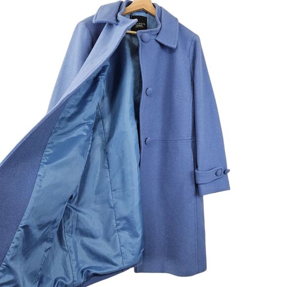 Talbots Blue Triple Button OVERSIZED Wool Blend Pea Coat womens size 16 PETITE - Picture 2 of 8
